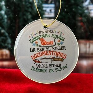 Christmas Movies Serial Killer Documentaries Frosted Glass Christmas Ornament